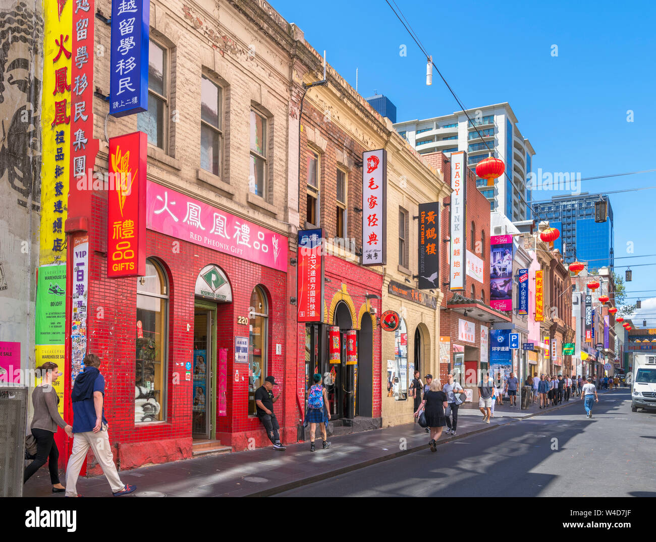 Chinatown, Melbourne. Little Bourke Street in the Chinatown district, Melbourne, Victoria, Australia Stock Photo
