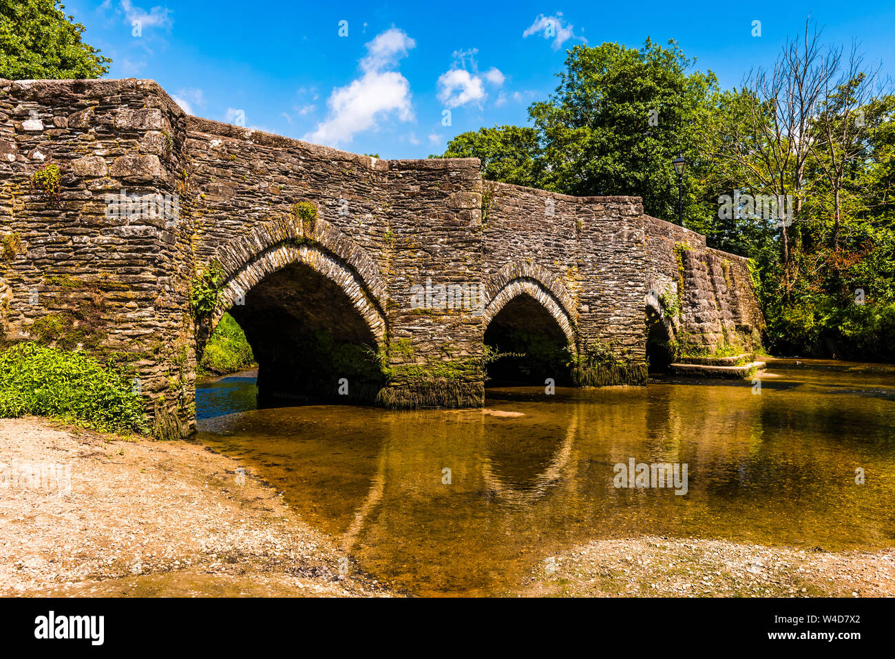 Side view of Medieval Bridge at Lostwithiel, Cornwall, UK Stock Photo
