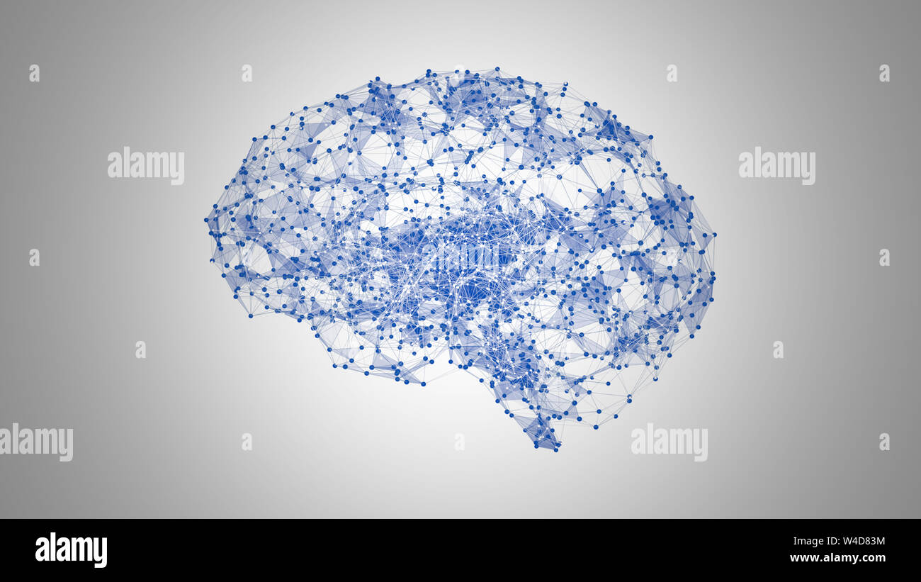 Brain of artificial intelligence with lines and dots Stock Photo