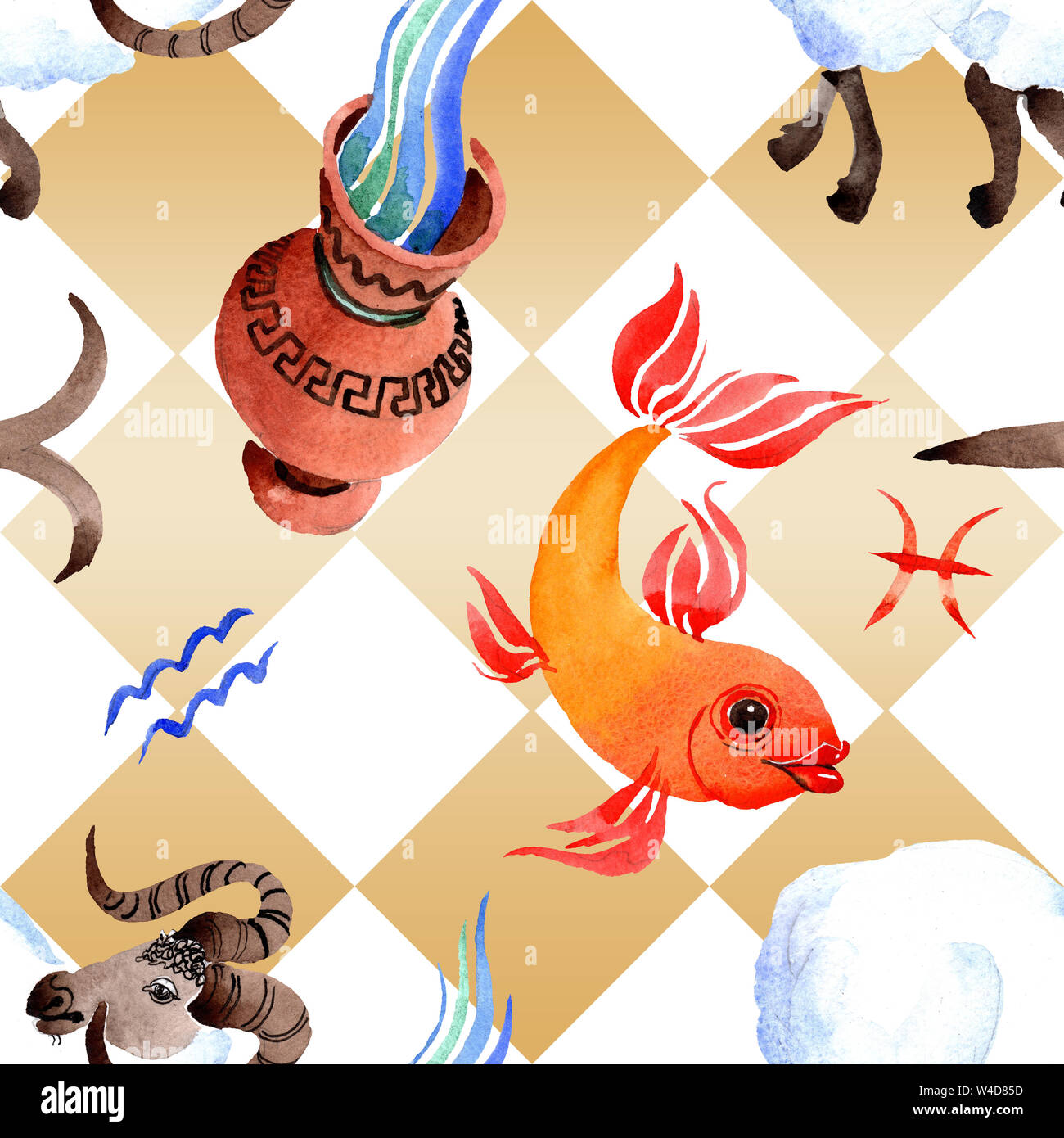 Horoscope zodiac sign, astrology symbol. Watercolor illustration set ...
