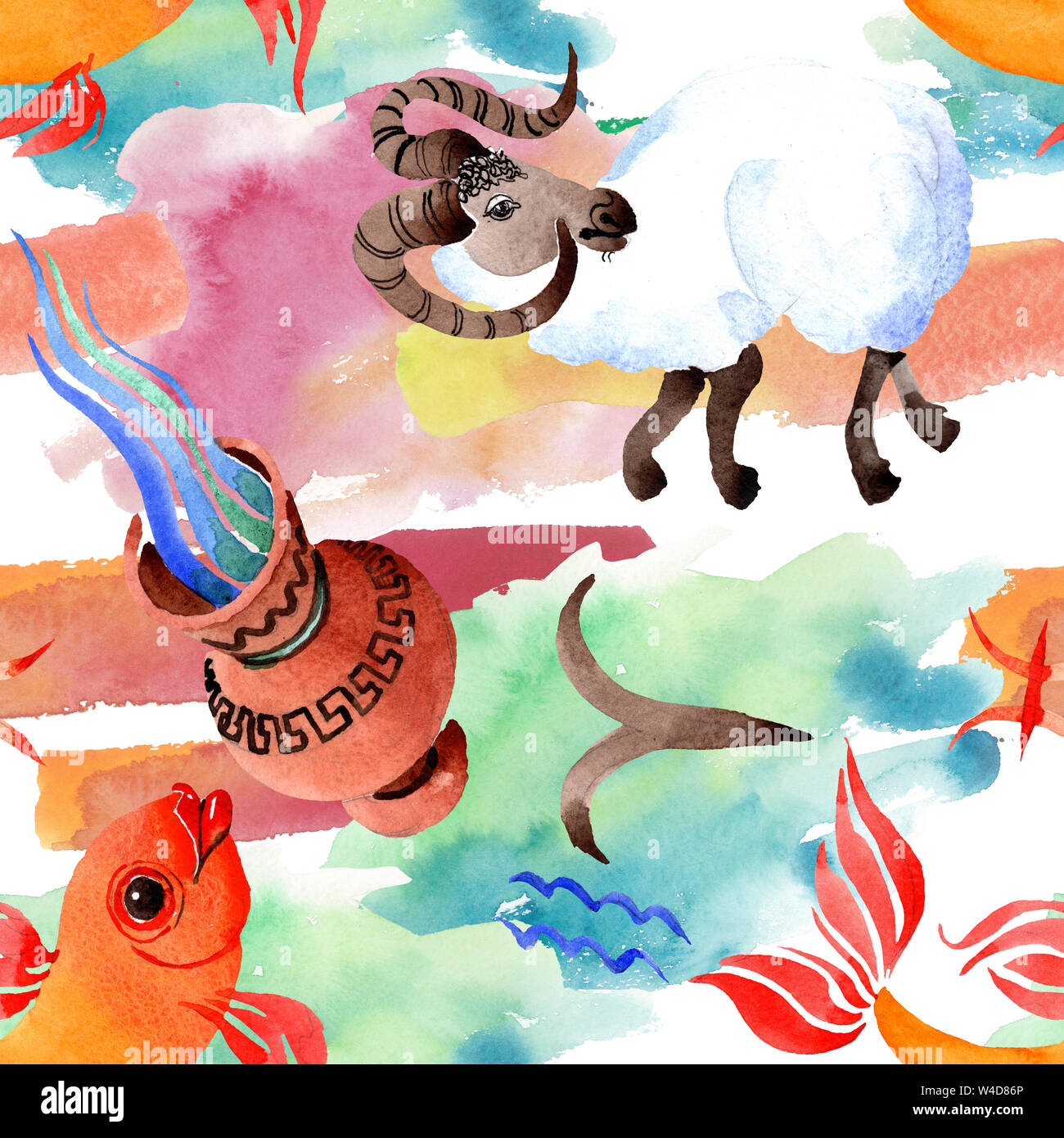 Horoscope zodiac sign, astrology symbol. Watercolor illustration set ...
