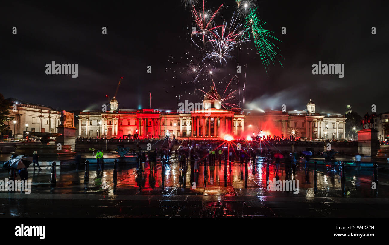 July 19, 2019, London. 32nd edition of Total Africa Cup of Nations Egypt 2019. Celebrations in Trafalgar Square, London. Stock Photo
