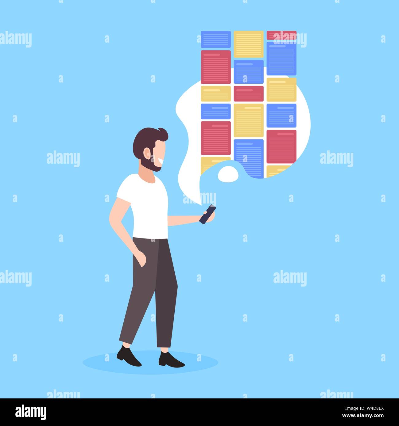 man holding smartphone using notes digital mobile application creative ...