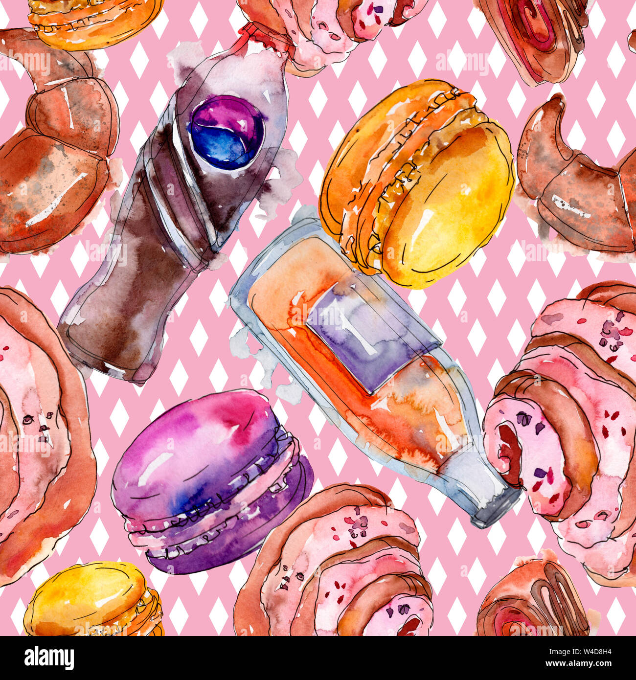 Tasty cake and desserts in a watercolor style. Watercolour illustration ...