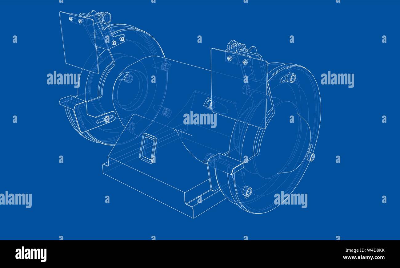 Grindstone Frame Outline electric grindstone vector. Wire-frame style. The layers of ...