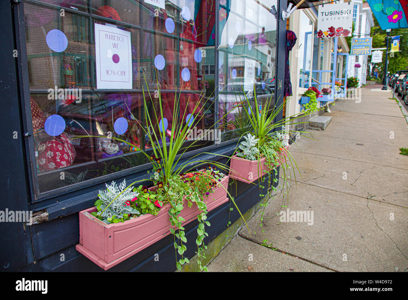 Businesses along a street in Rockport, MA Stock Photo Alamy
