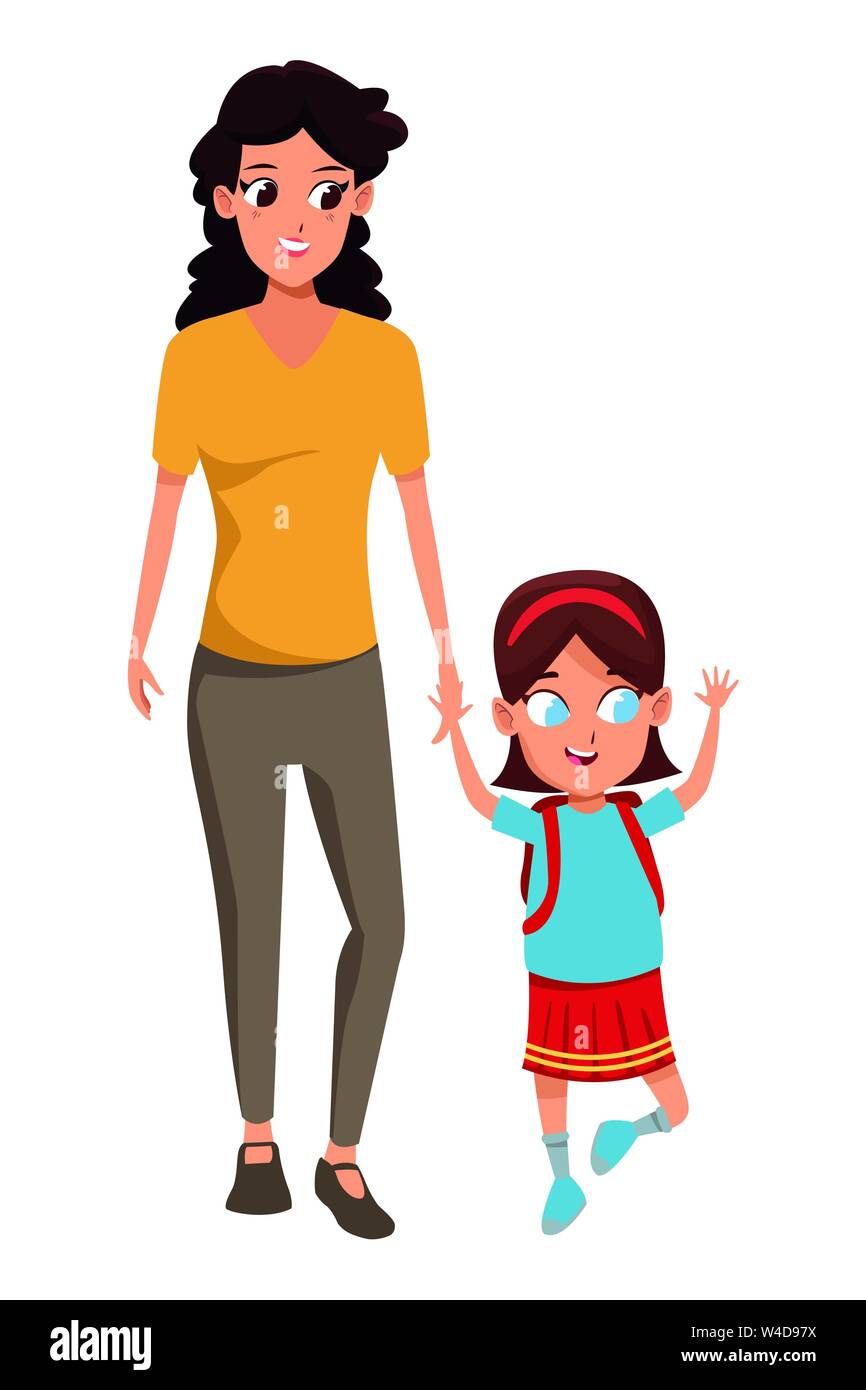 Family single parent with children cartoon Stock Vector Image & Art - Alamy