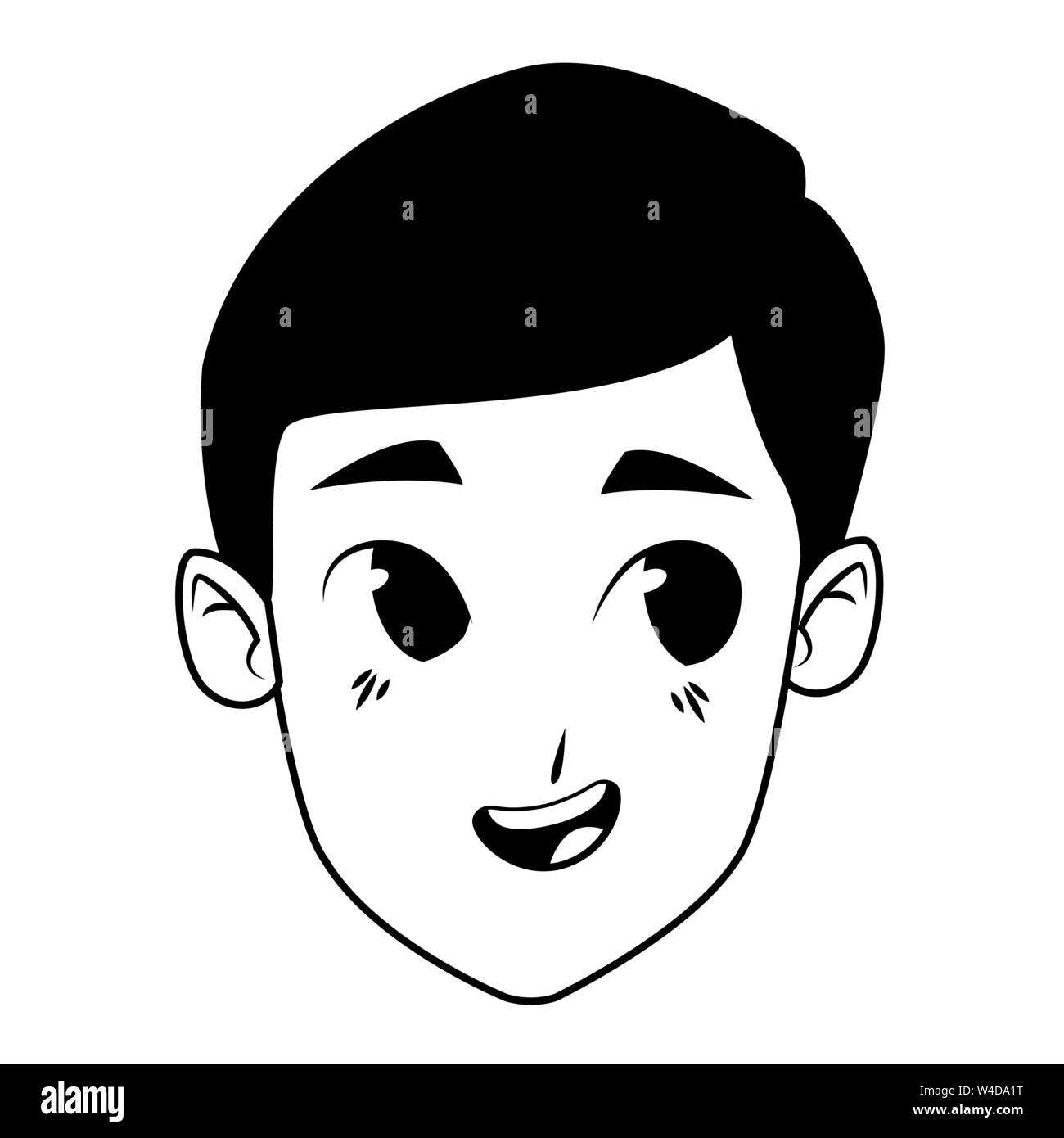 Young man smiling cartoon in black and white Stock Vector Image & Art ...