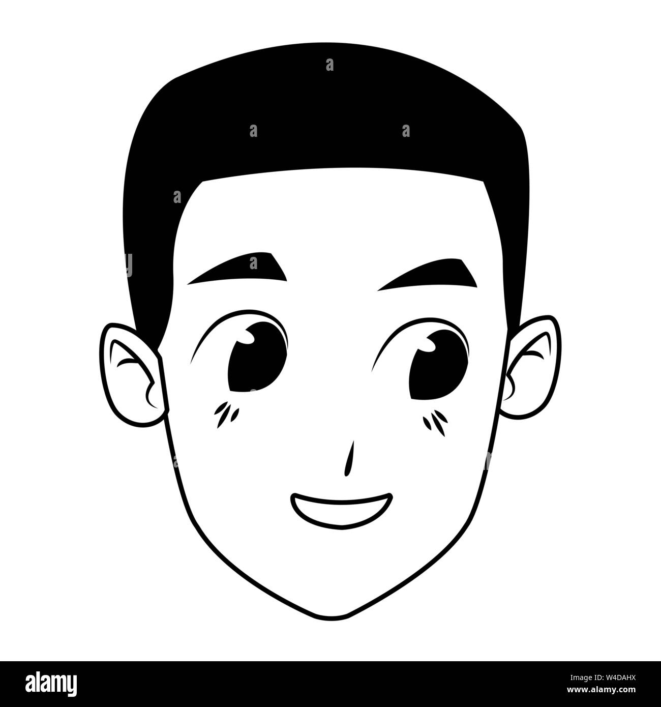 Young man smiling cartoon in black and white Stock Vector Image & Art ...