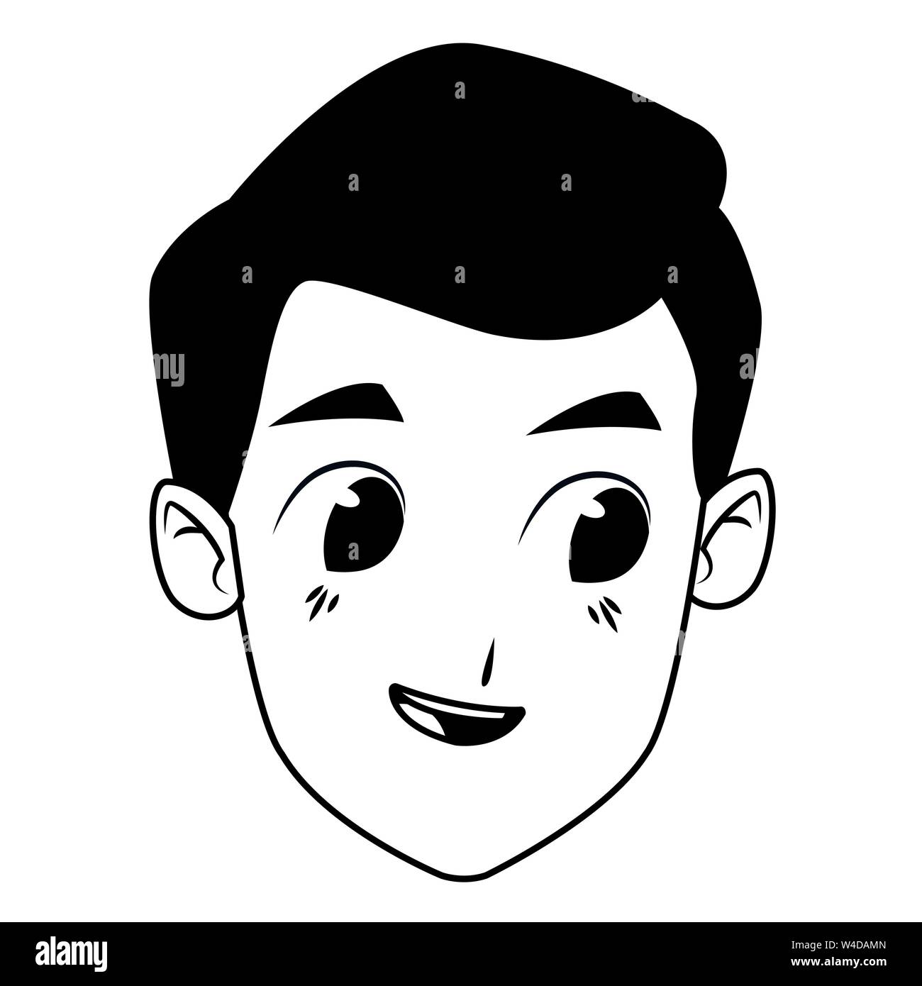 Young man smiling cartoon in black and white Stock Vector Image & Art ...