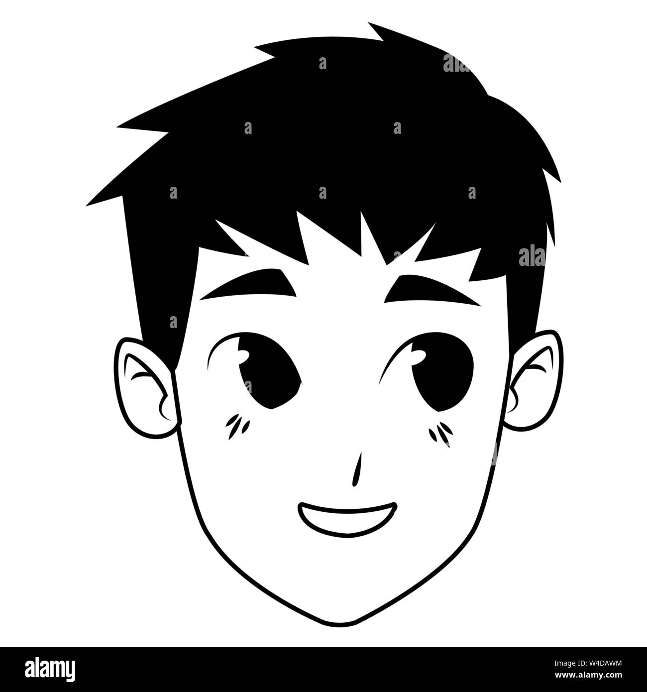 Young man smiling cartoon in black and white Stock Vector Image & Art ...