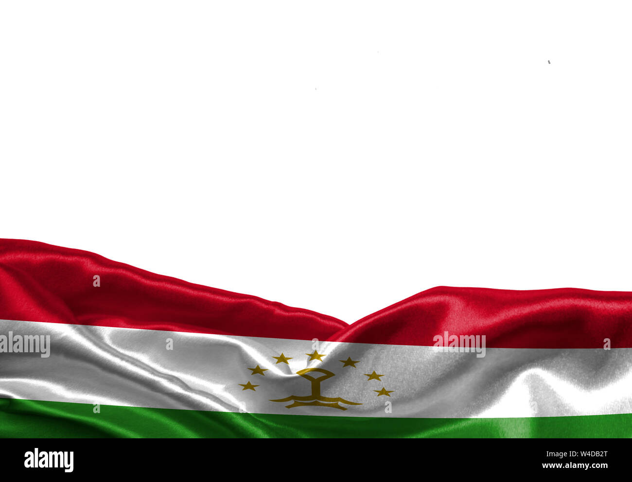 Tajikistan flag isolated on white background with place for your text. Stock Photo