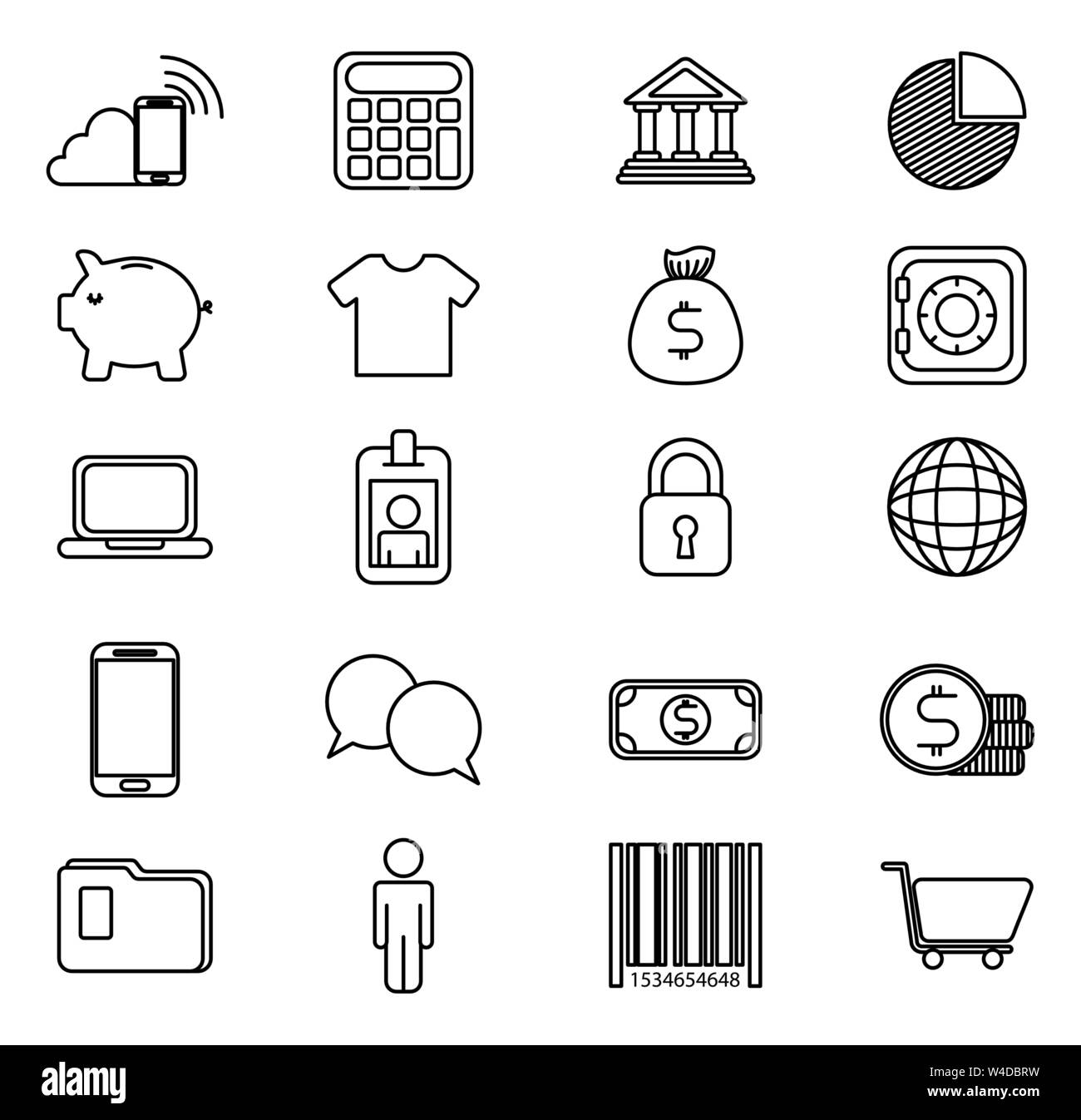 bundle of business monochrome set icons Stock Vector Image & Art - Alamy