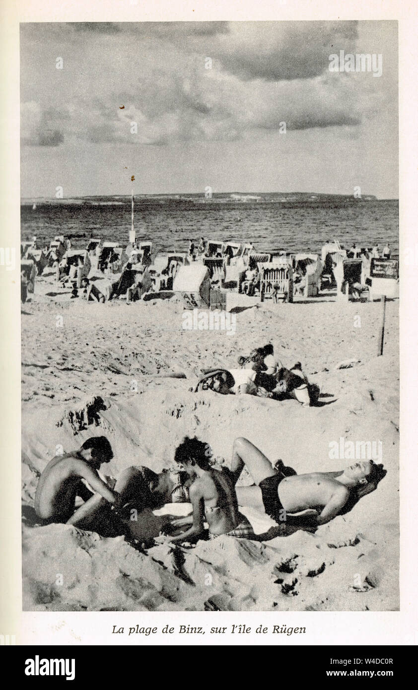 Binz sandbeach, Rügen island, Illustration, East-Germany, GDR Stock Photo