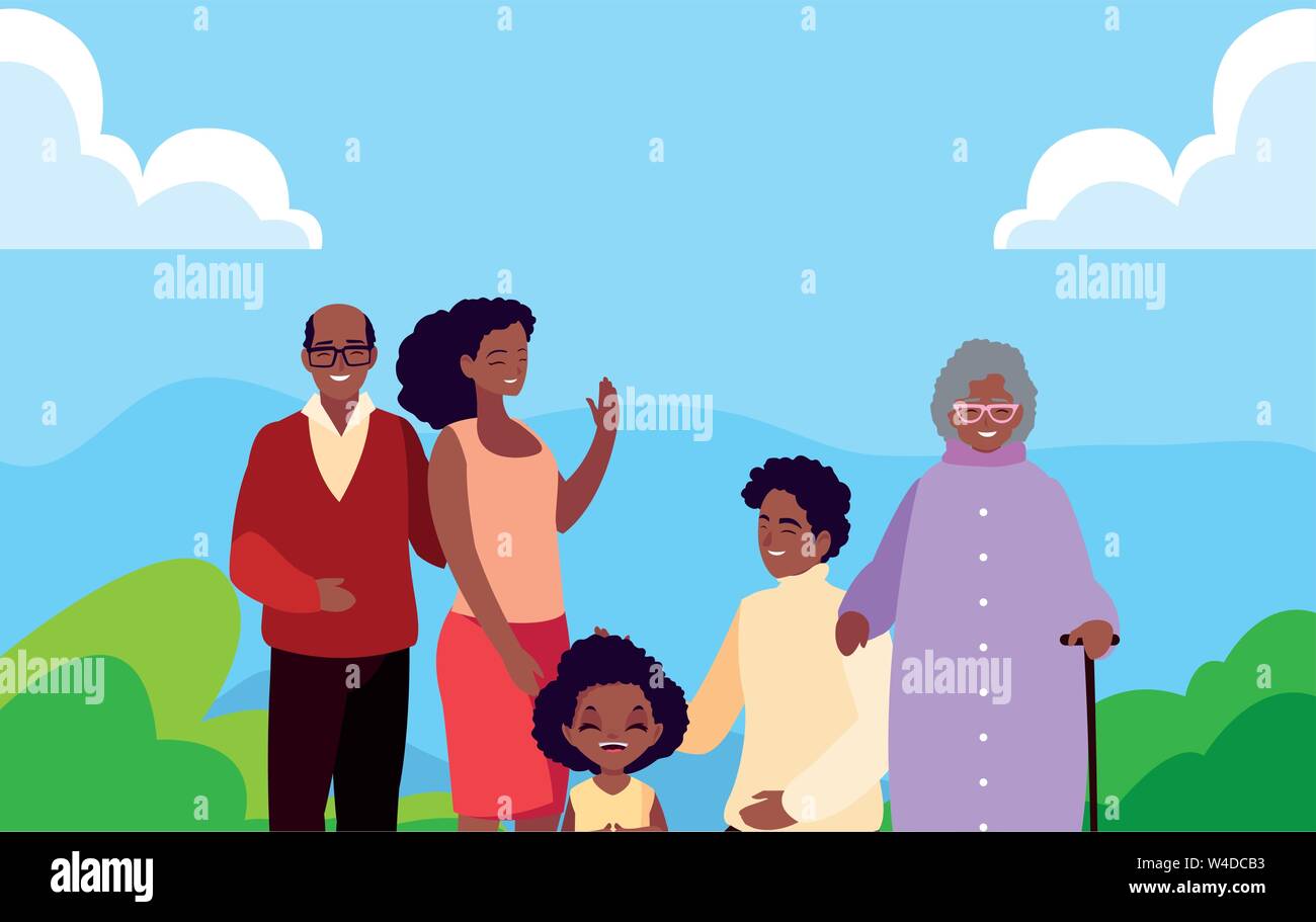 family together members in the outdoors vector illustration Stock ...
