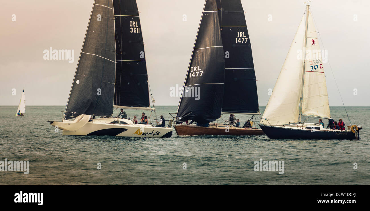 Sailing together. Group of sailboats in light wind Stock Photo Alamy