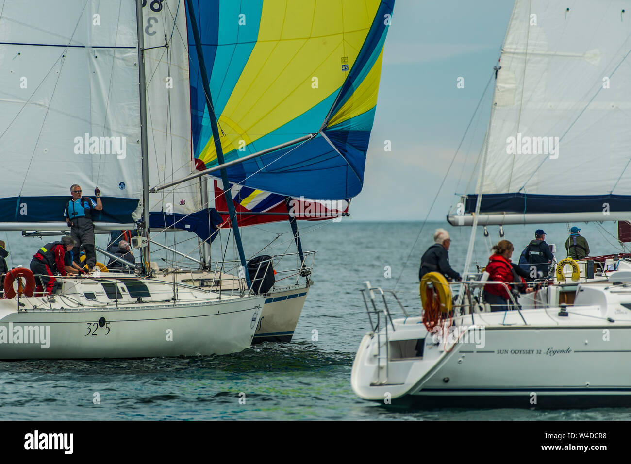 Sailing together. Group of sailboats in light wind Stock Photo Alamy