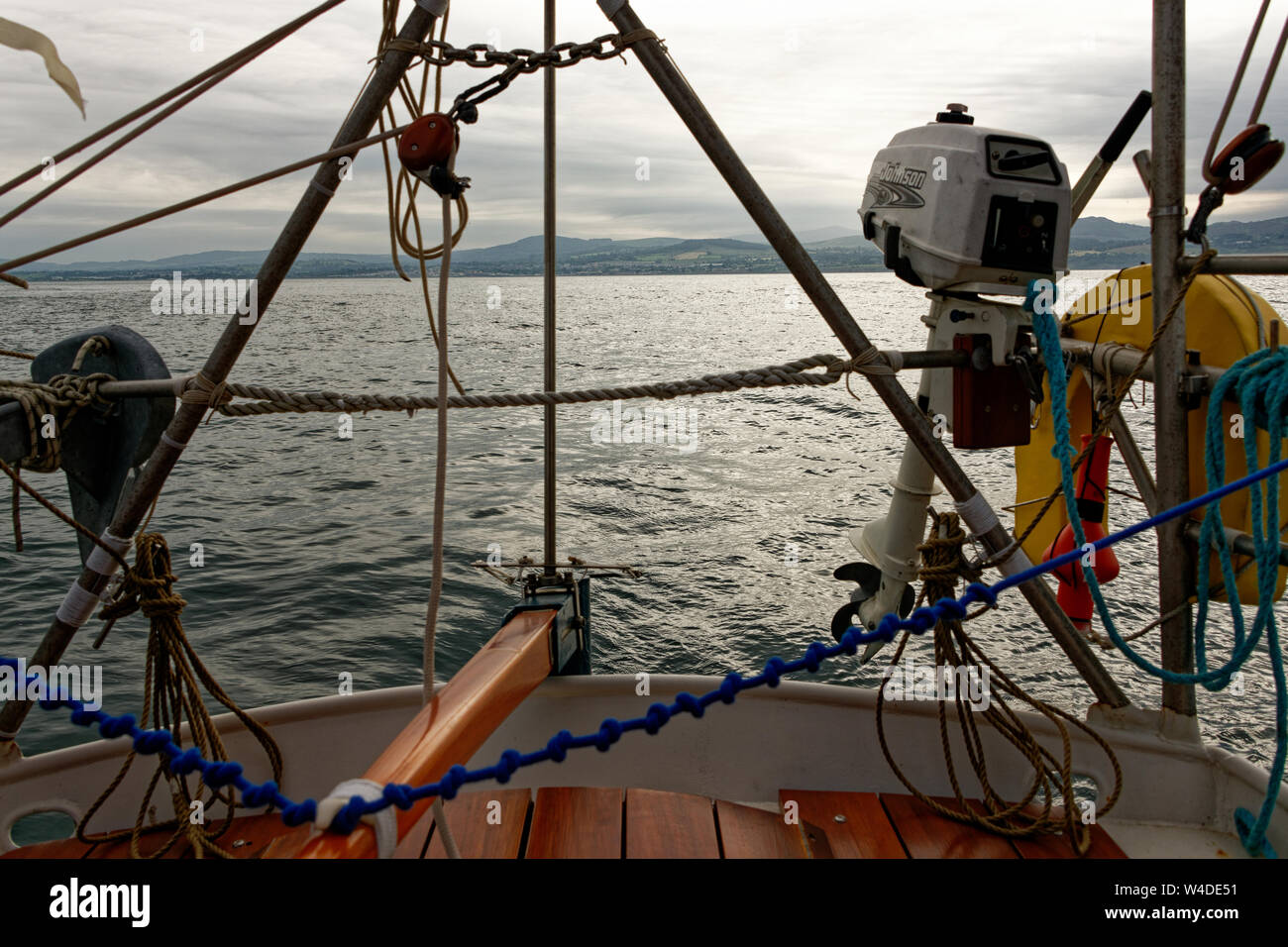 Sailing yacht rigging equipment Stock Photo Alamy