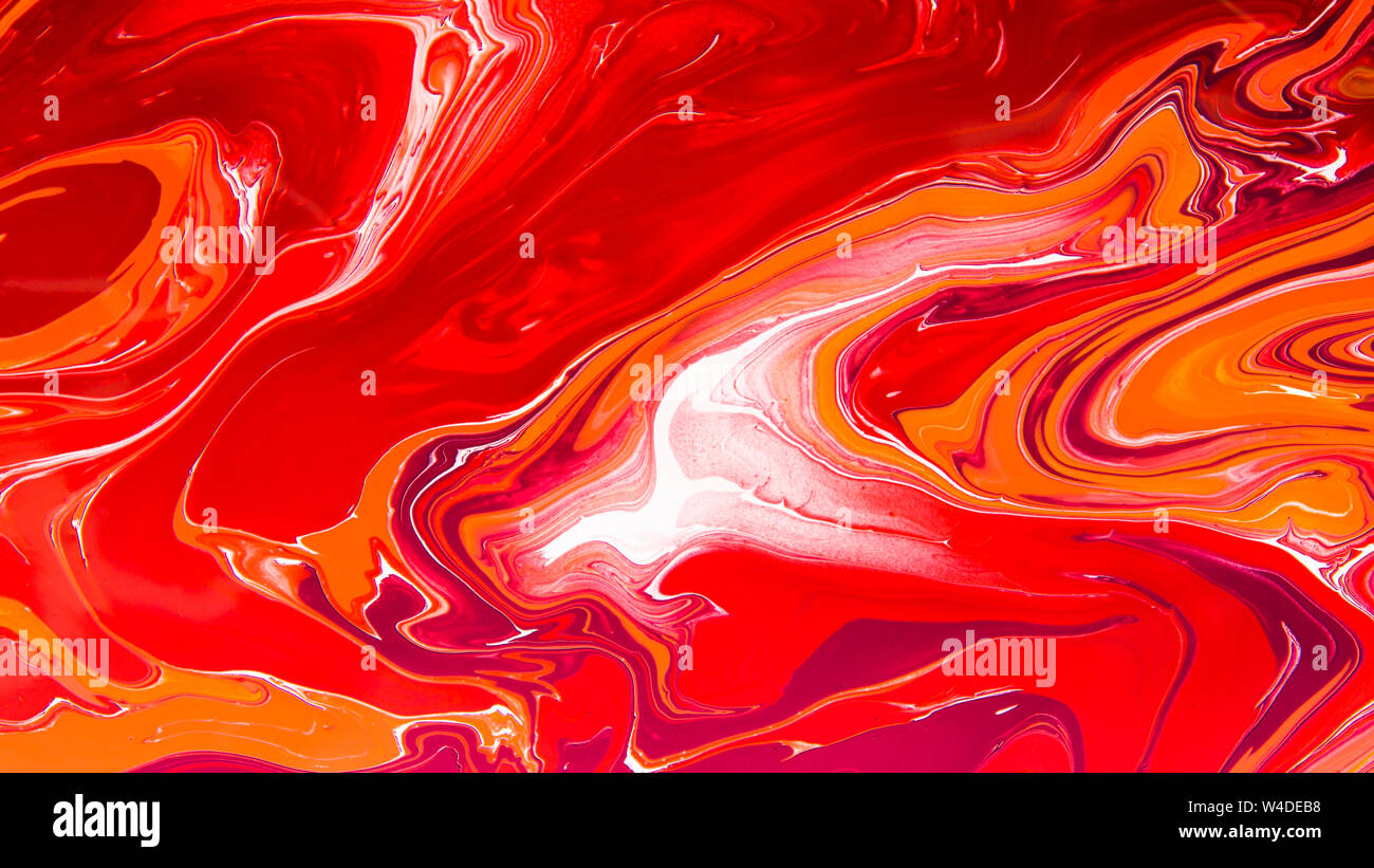Mixed colored painting, marble effect of red, pattern texture Stock Photo