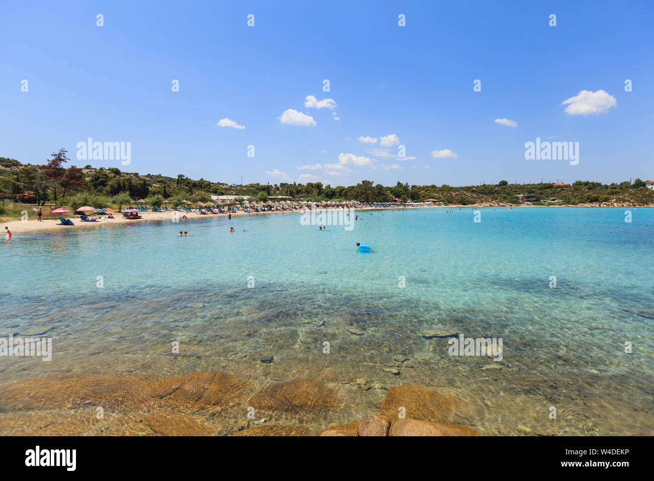 Beautiful Panoramic View Of Lagonisi Beach At Summer Day Tourist 