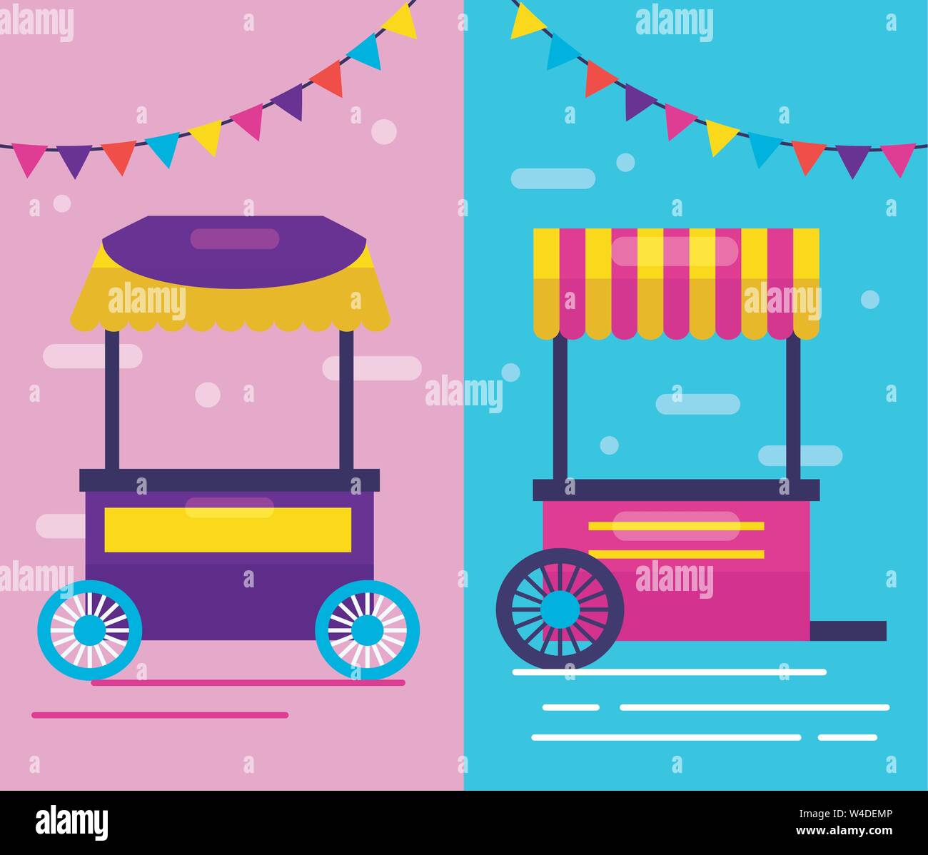food trucks flat design image Stock Vector