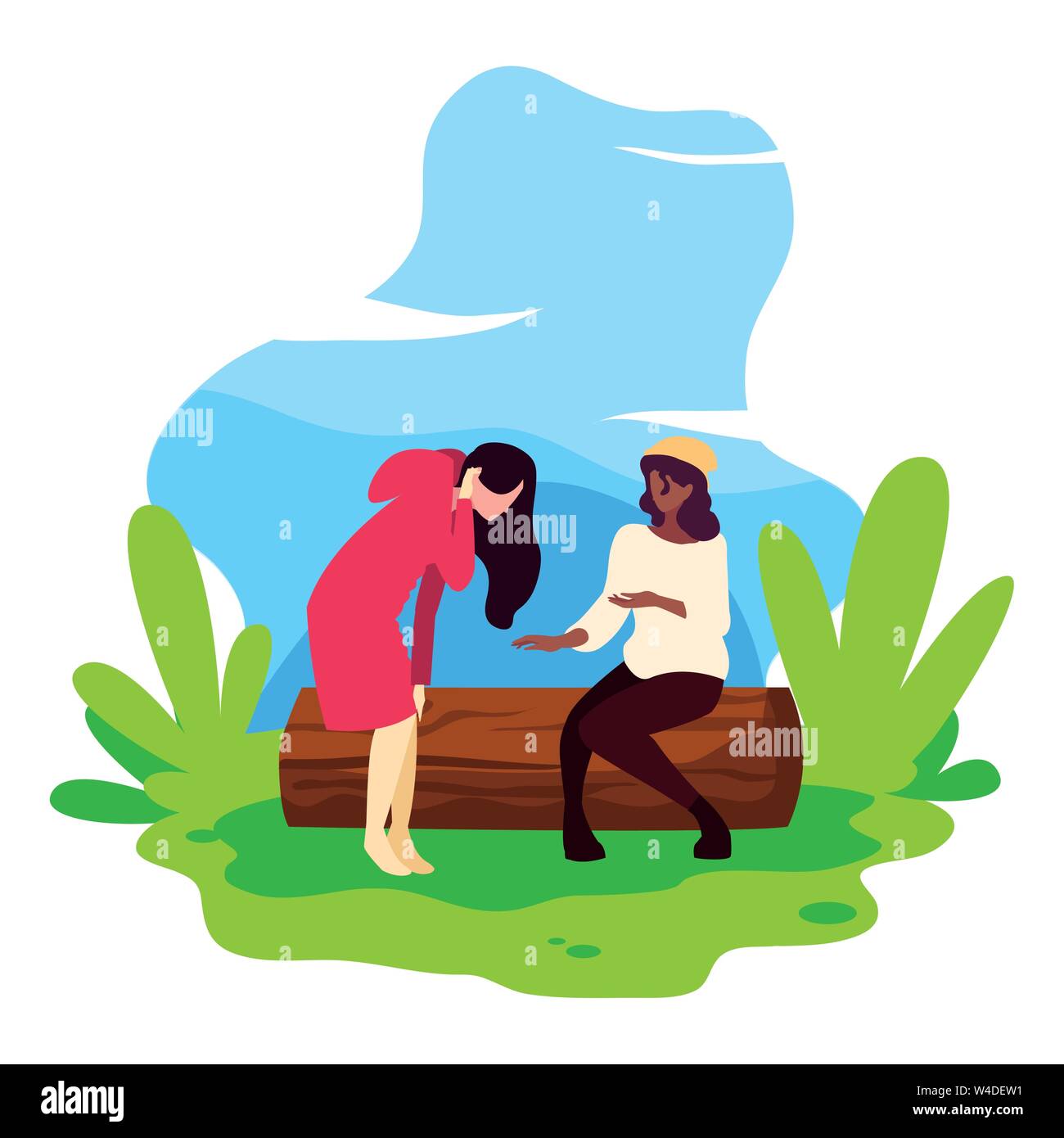 man and woman talking in the landscape vector illustration Stock Vector ...