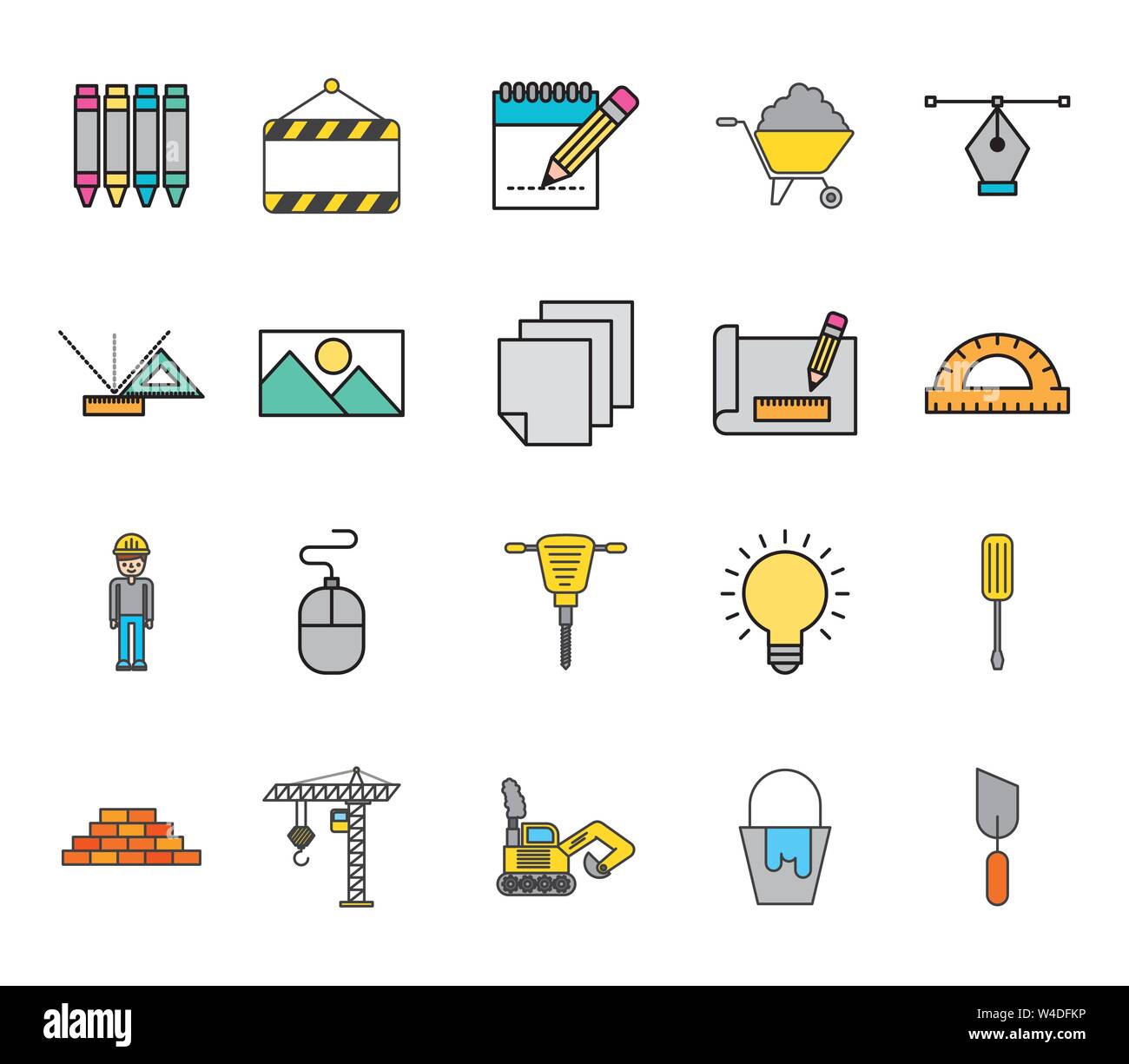 bundle of creative ideas set icons Stock Vector