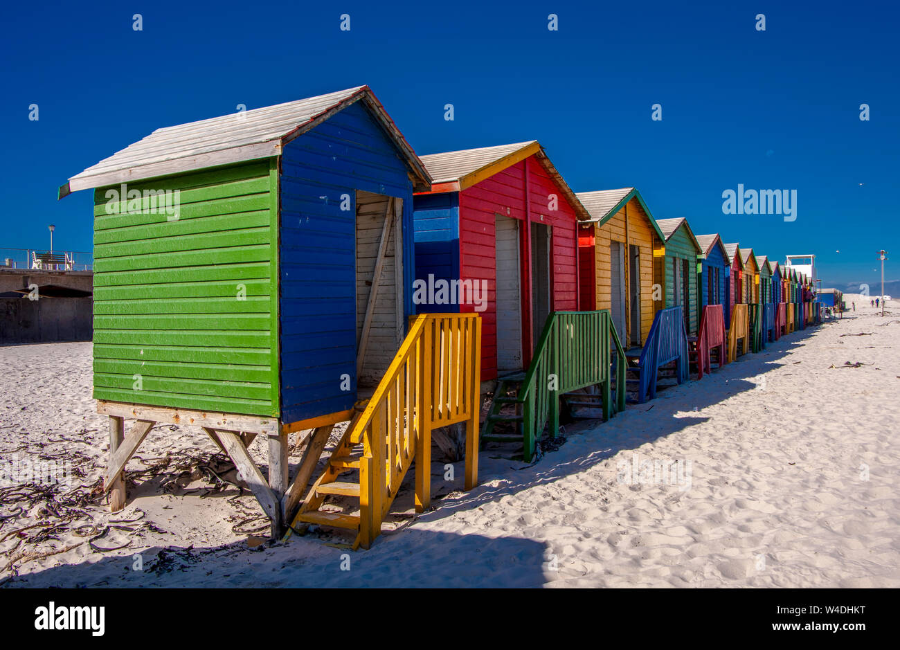 Colorful beach huts at Muizenberg Beach near Cape town in South Africa Stock Photo