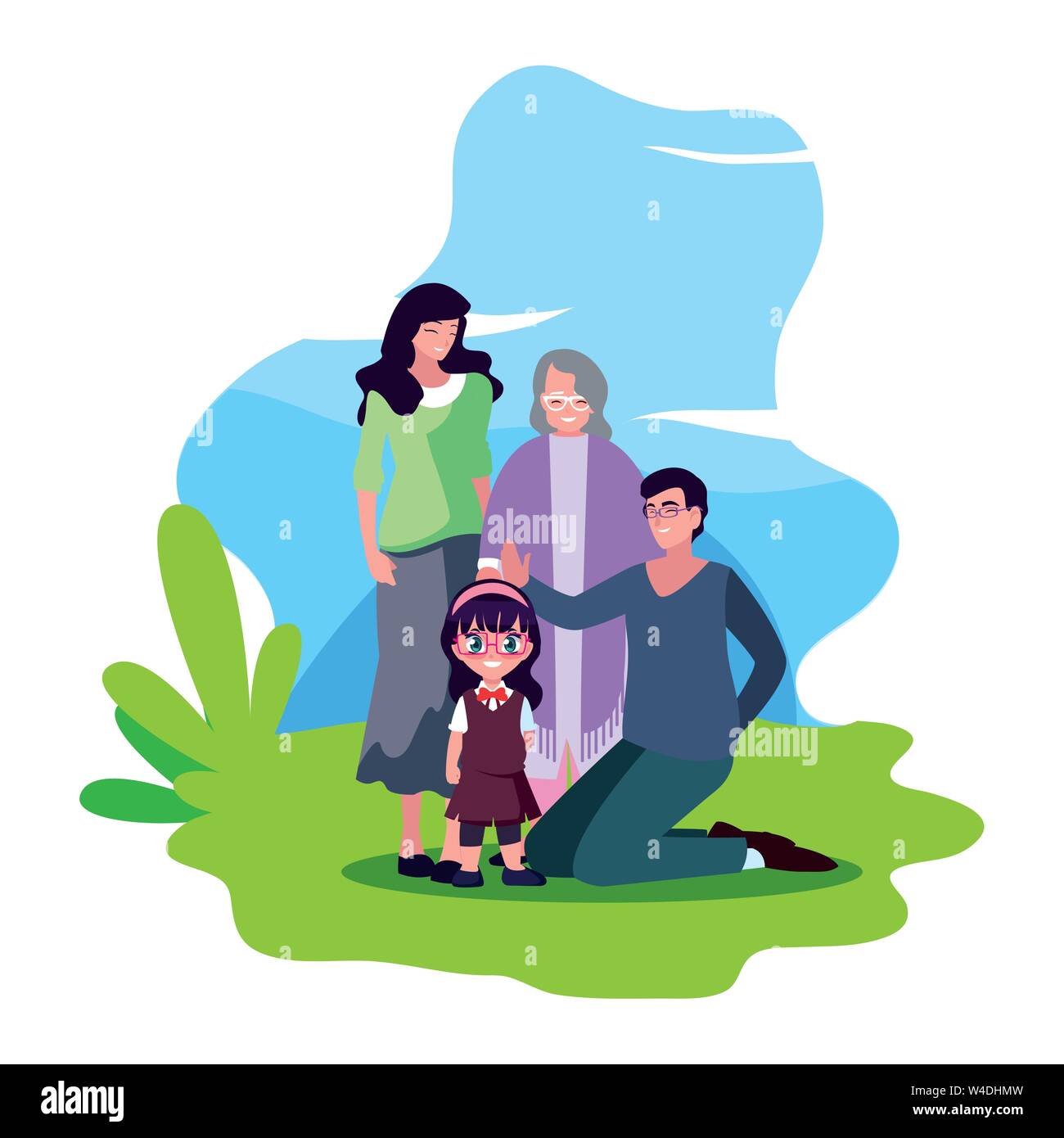 family together members in the outdoors vector illustration Stock ...