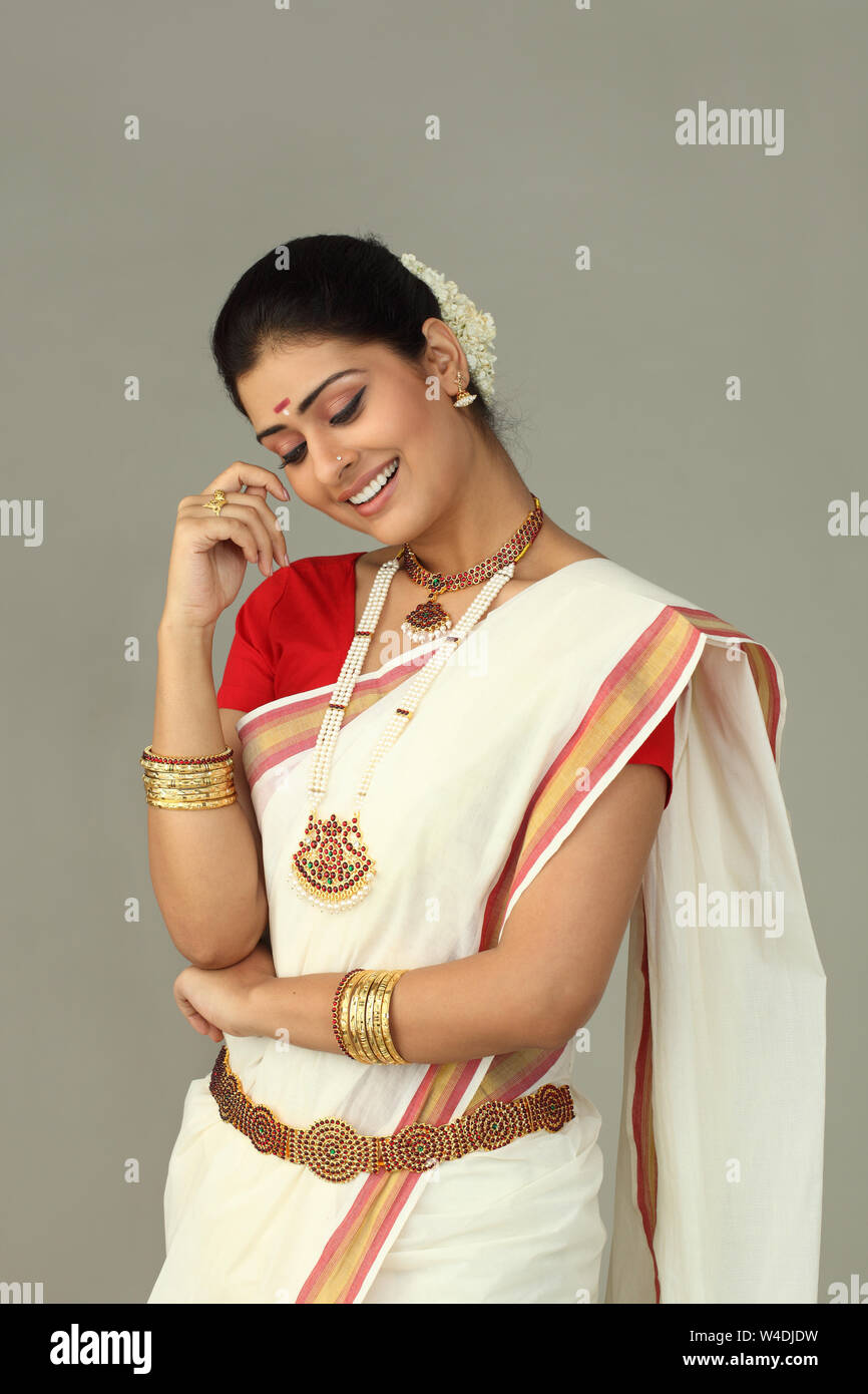 South Indian woman smiling Stock Photo - Alamy