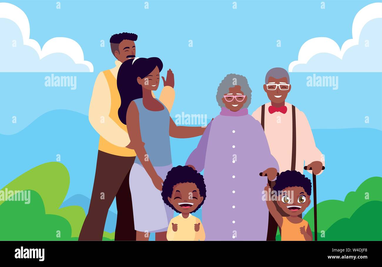 family together members in the outdoors vector illustration Stock ...