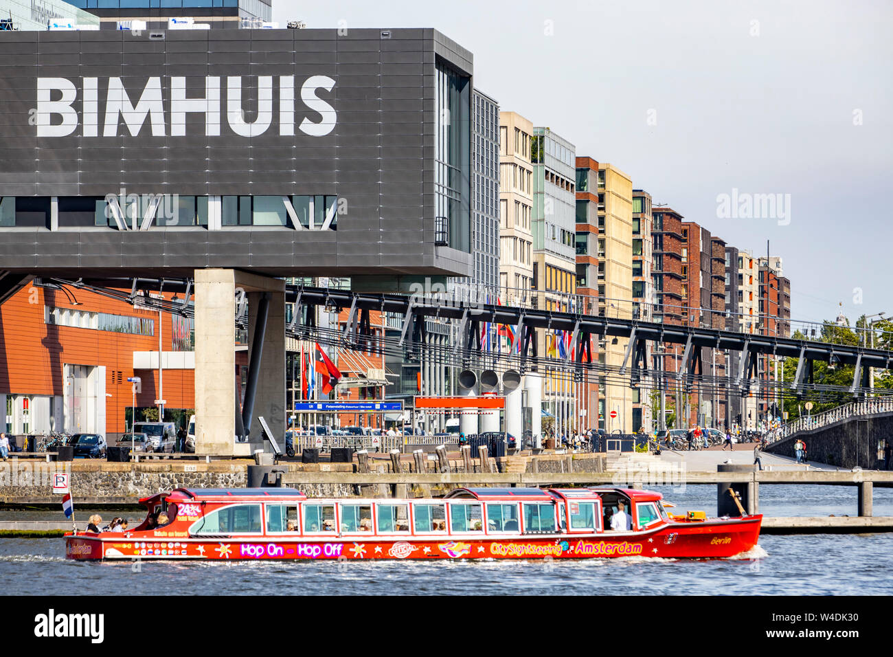 Amsterdam, Netherlands, Piet Heinkade, new buildings at Ijhaven, Bimhuis, Mšvenpick Hotel, canal cruise, Stock Photo