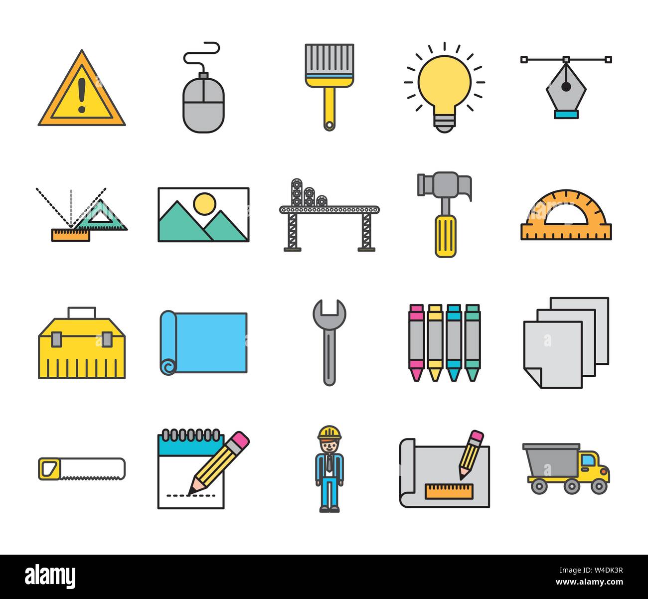 bundle of creative ideas set icons Stock Vector
