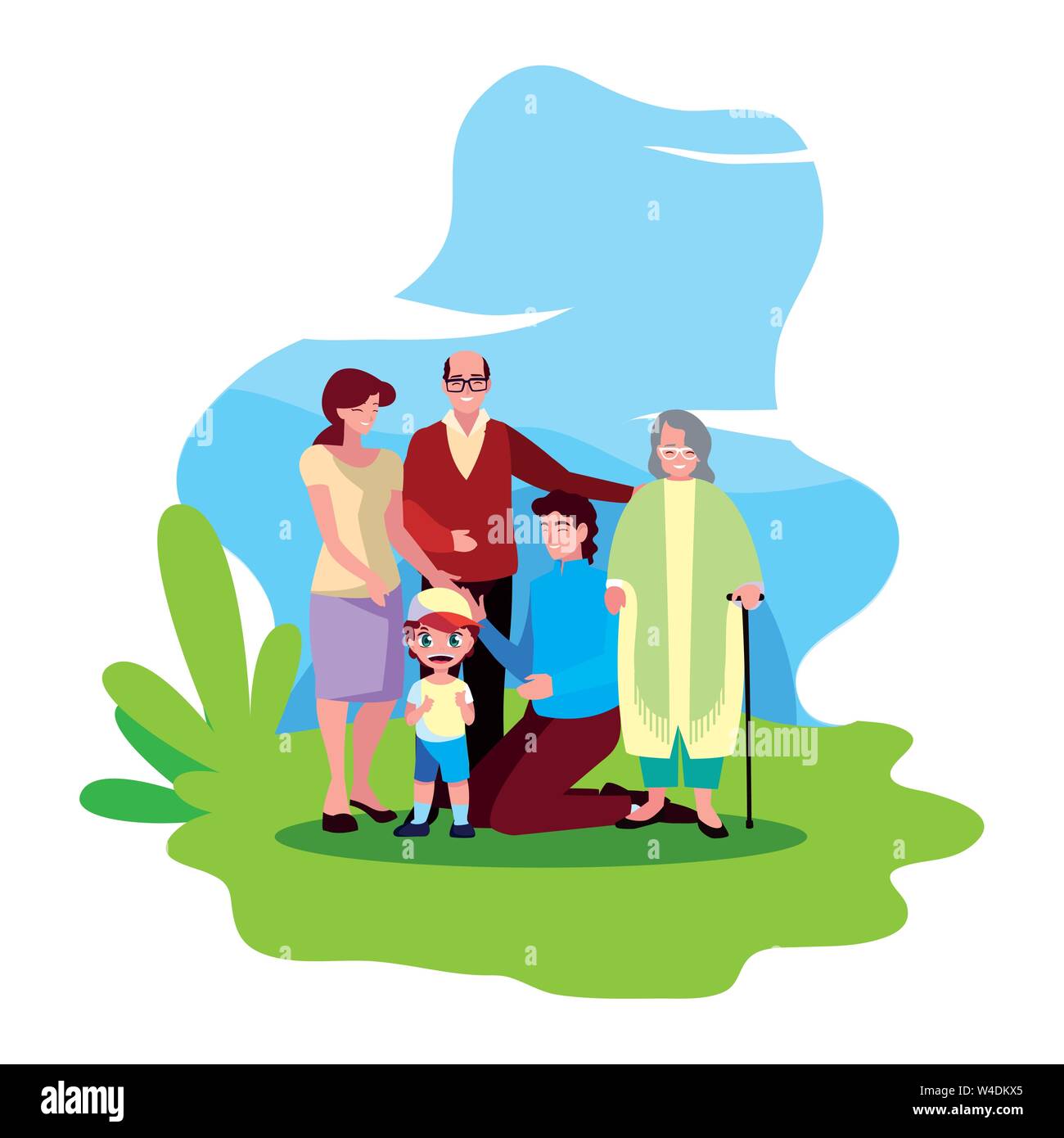family together members in the outdoors vector illustration Stock ...