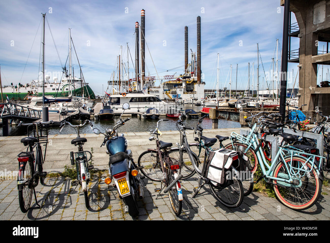 Amsterdam, Netherlands, marina, industrial harbour, shipyard, at the NDSM shipyard, Stock Photo