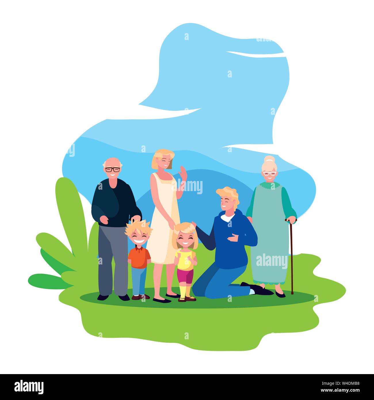 family together members in the outdoors vector illustration Stock ...