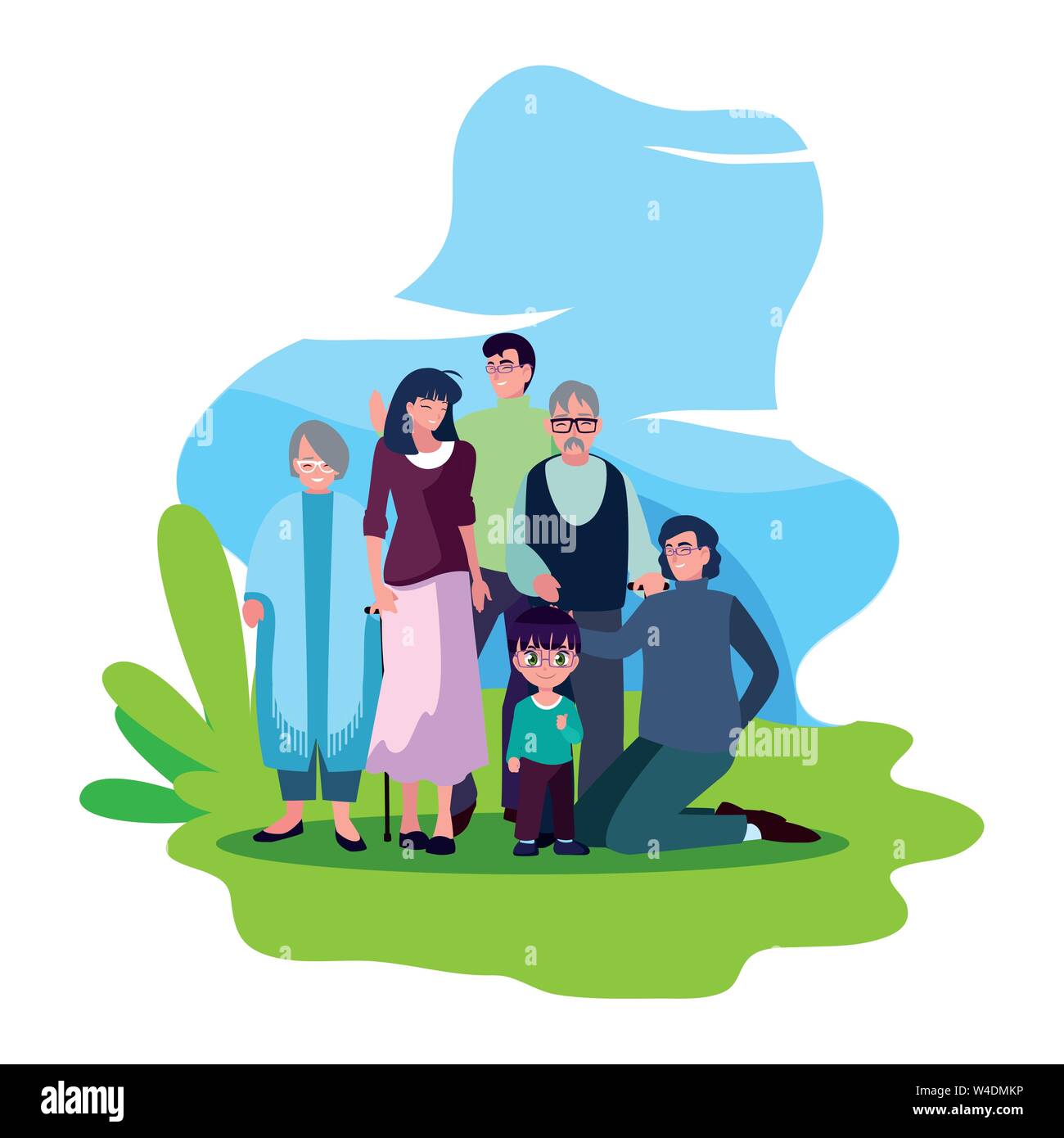 family together members in the outdoors vector illustration Stock ...