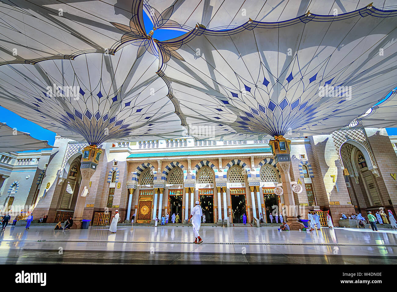 Holy Mosque entrance view in Madinah Saudi Arabia Stock Photo