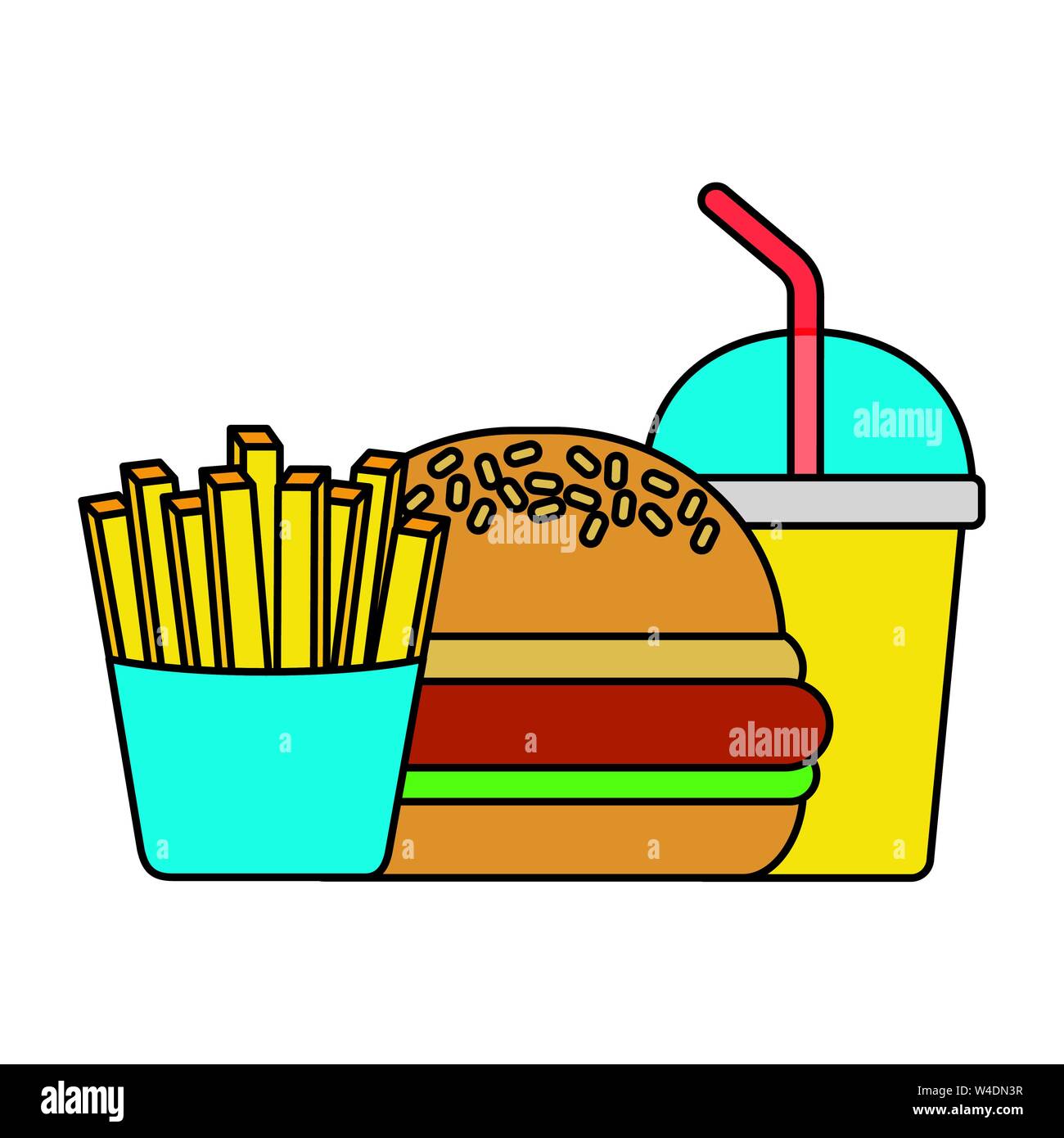 fast food burger soda and french fries Stock Vector Image & Art - Alamy