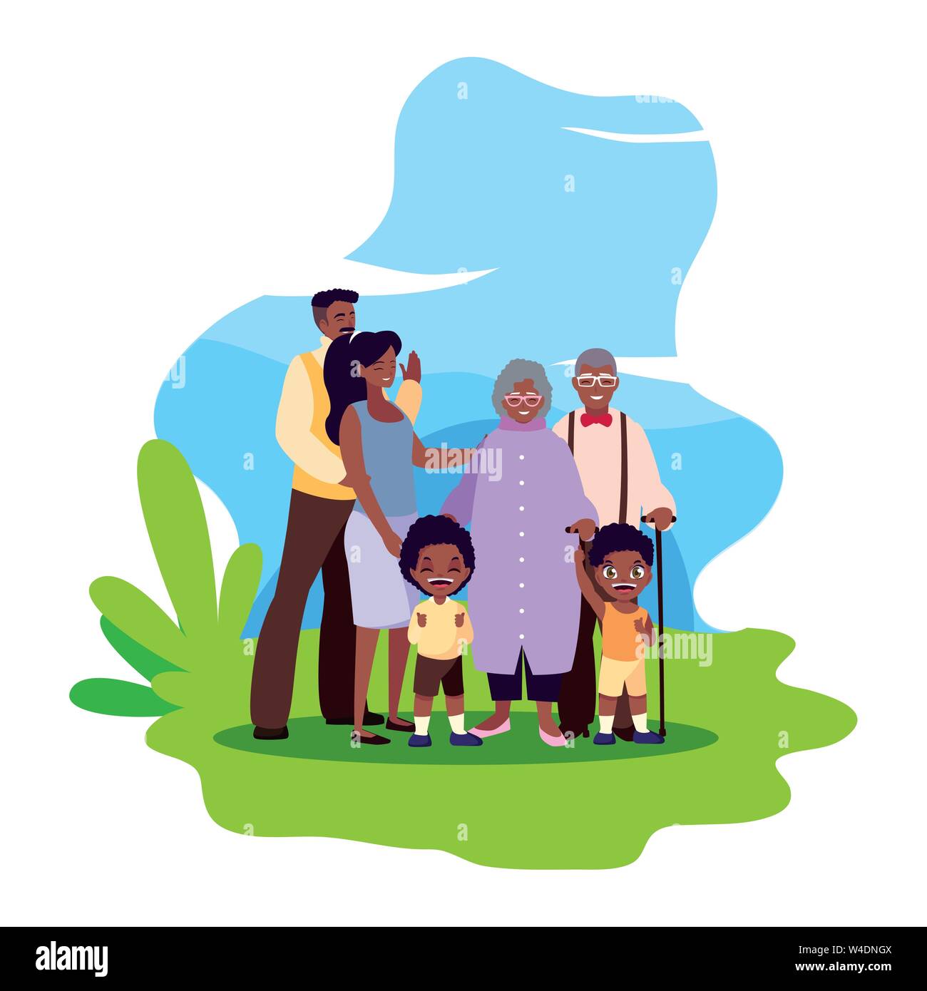 family together members in the outdoors vector illustration Stock ...