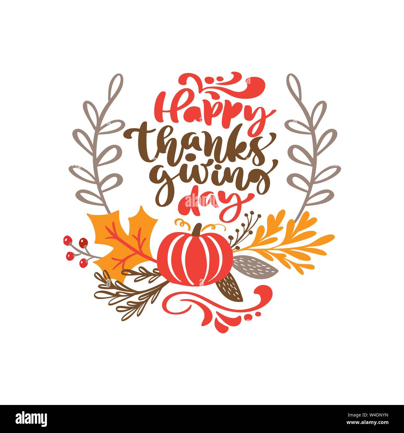Vector calligraphy lettering text Happy Thanksgiving Day and ...