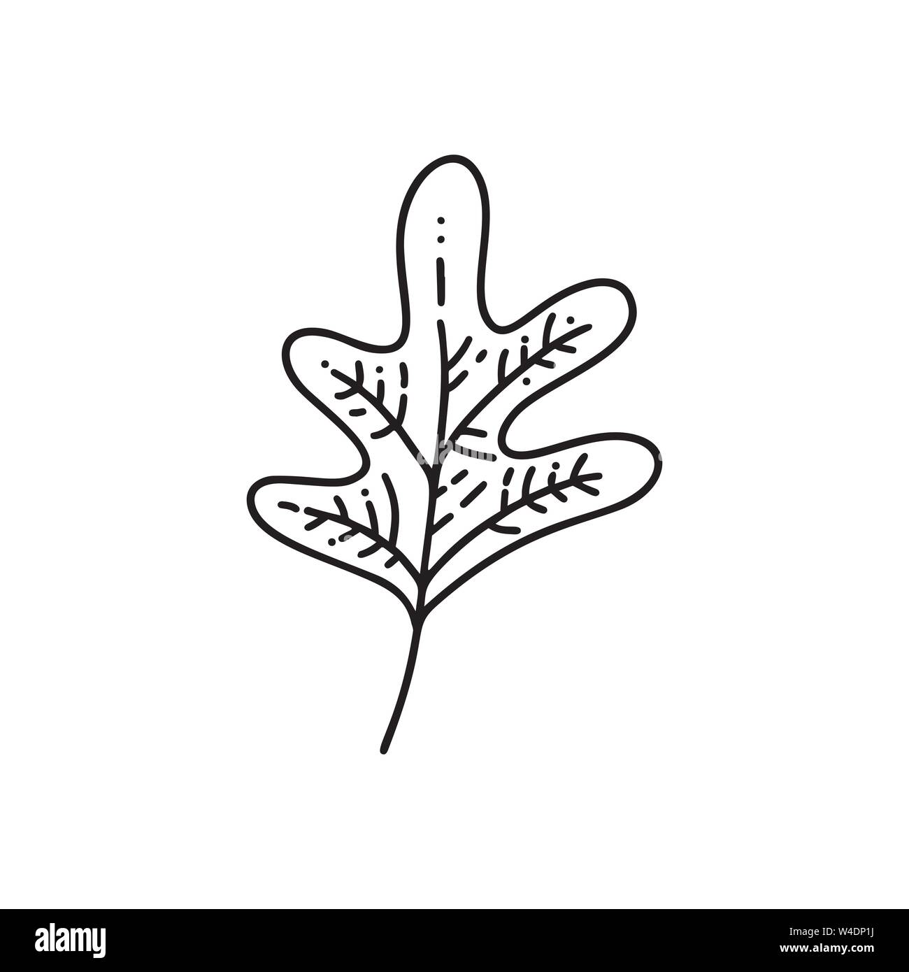 Monoline leaf of tree logo autumn. Outline emblem in linear style ...