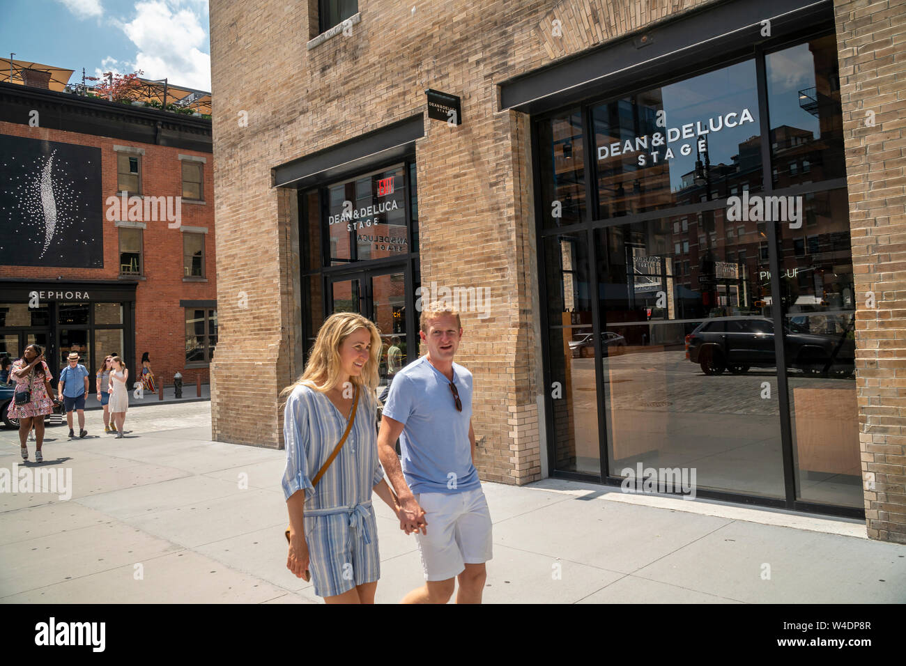The upscale Dean & DeLuca Stage store in the Meatpacking District in New York on Sunday, July 21, 2019. Facing competition from a myriad of other sources the trail-blazing Dean & DeLuca has amassed a number of unpaid bills and is not being supplied by some of its vendors. (© Richard B. Levine) Stock Photo