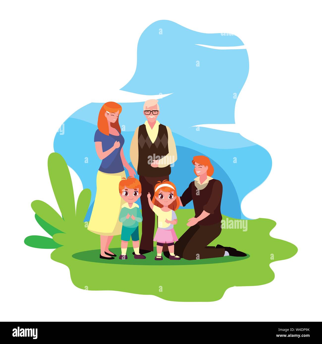 family together members in the outdoors vector illustration Stock ...