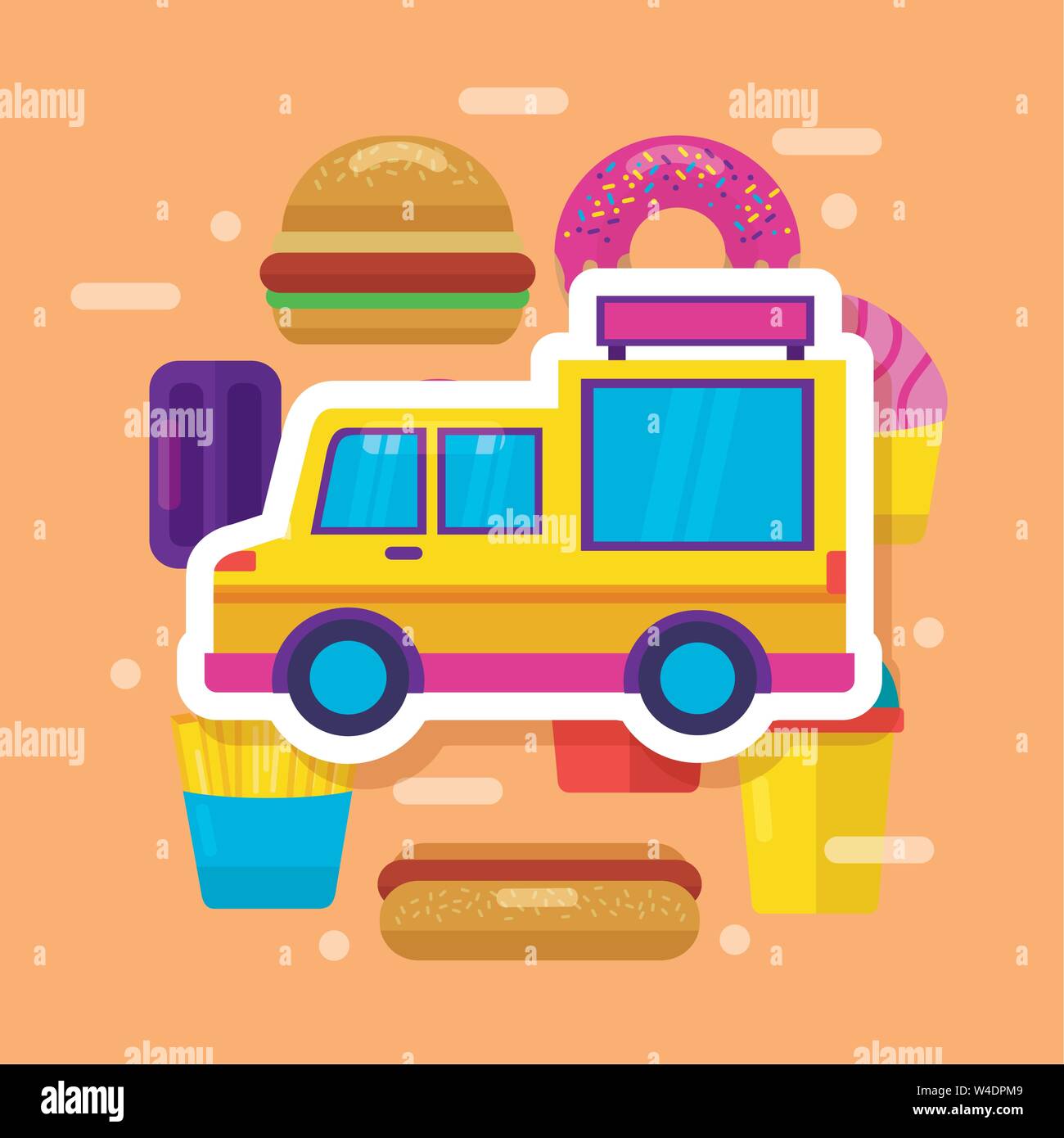 food trucks flat design image Stock Vector