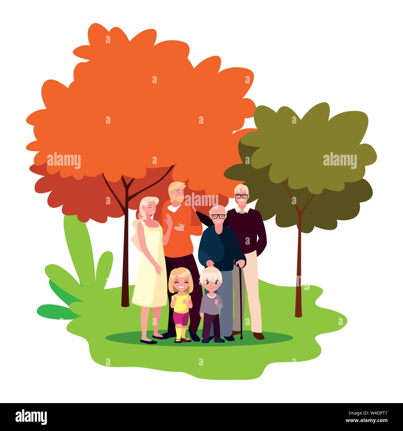 family together members in the outdoors vector illustration Stock ...