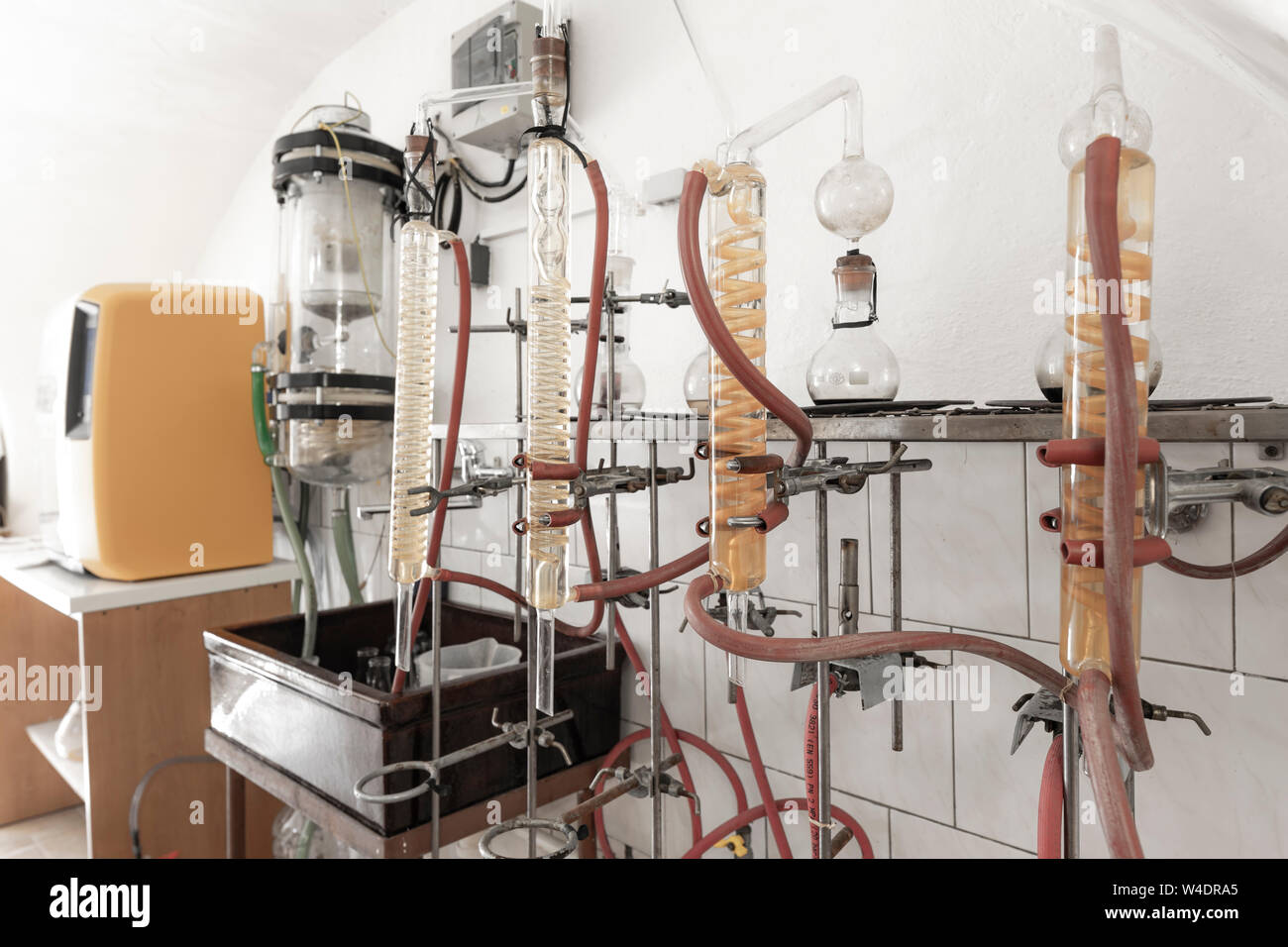 wine's laboratory with traditional and modern apparatus Stock Photo Alamy