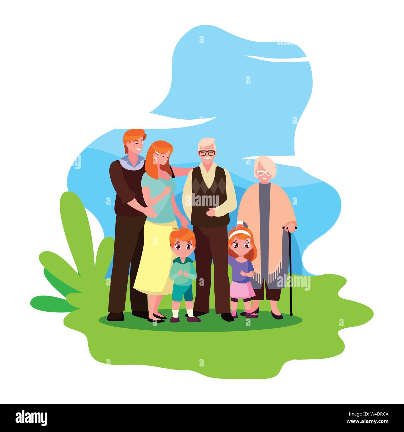 family together members in the outdoors vector illustration Stock ...
