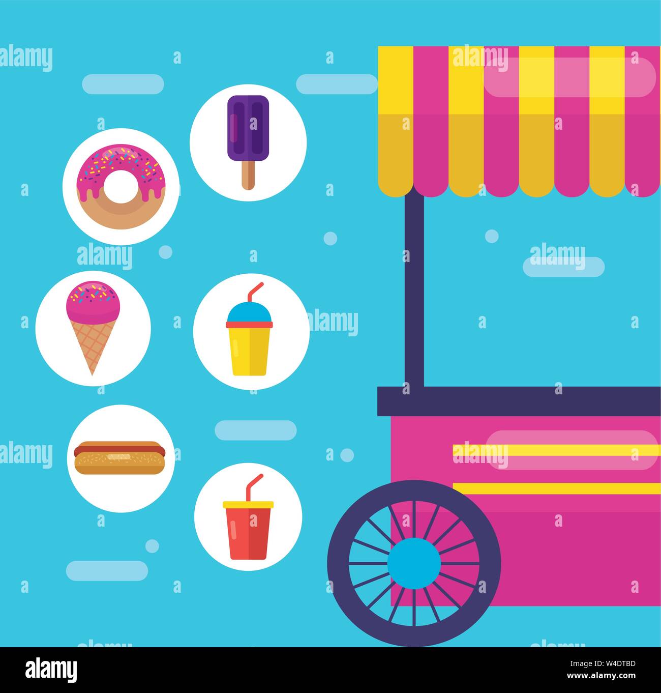 food trucks flat design image Stock Vector