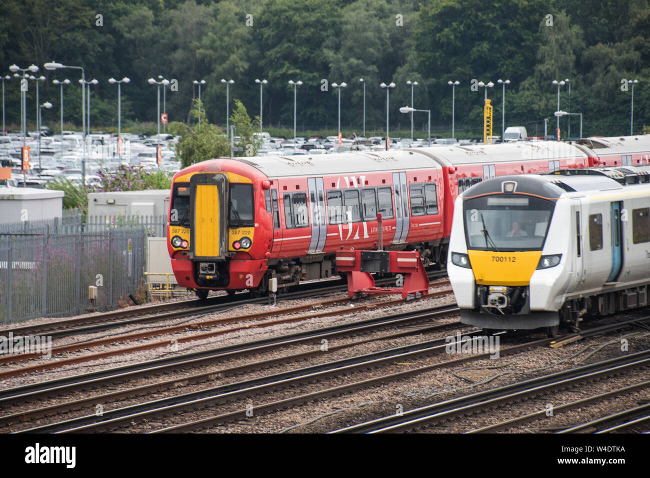 Gatwick Express train in Gatwick airport Stock Photo Alamy